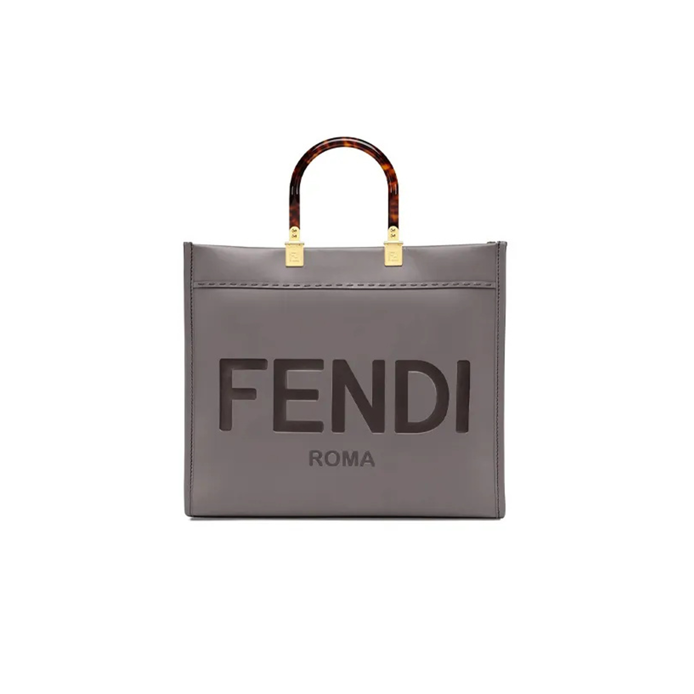 FENDI SUNSHINE MEDIUM GRAY LEATHER TOTE BAG 8BH386ABVLF1BZC (35*31*17cm)